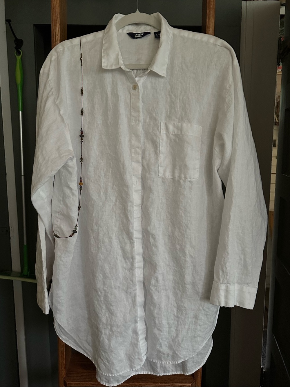 Lands' End White Linen Tunic L/T